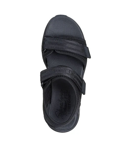 Жіночі сандалі Skechers D'Lux Walker тканинні чорні - фото 5 - Miraton