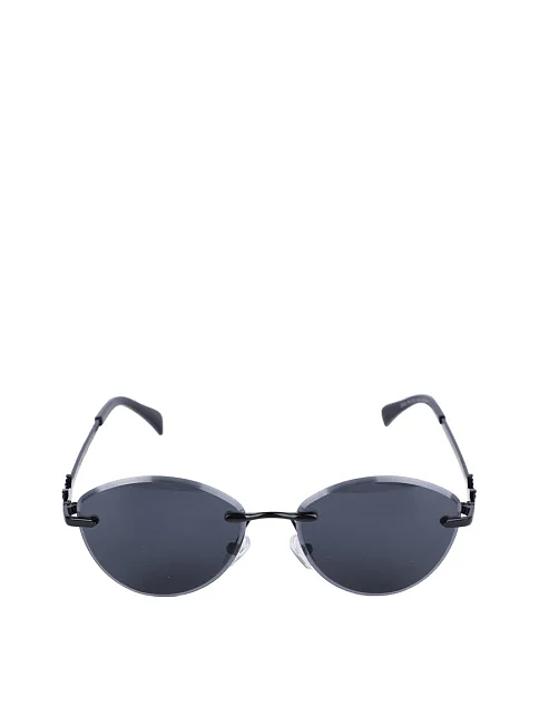 Сонцезахисні окуляри овальні чорні без оправи - фото 1 - Miraton