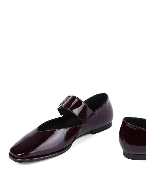 Женские балетки MIRATON лаковые бордовые - фото 2 - Miraton