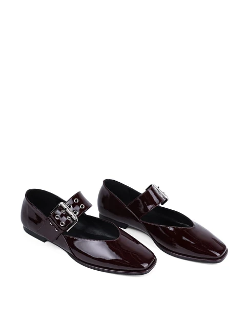 Женские балетки MIRATON лаковые бордовые - фото 3 - Miraton