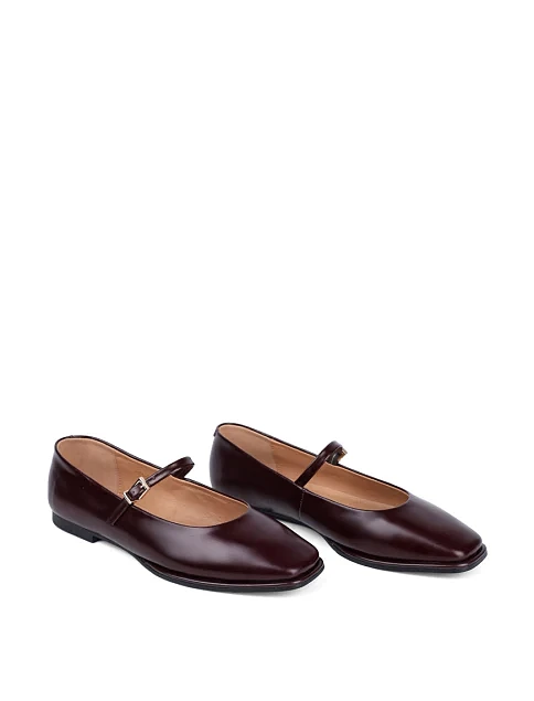 Женские балетки MIRATON кожаные бордовые - фото 3 - Miraton