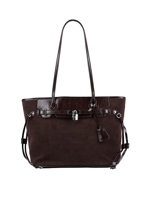 Женская сумка тоут MIRATON замшевая коричневая - фото 2 - Miraton