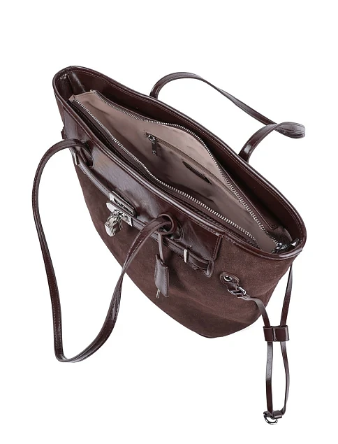 Женская сумка тоут MIRATON замшевая коричневая - фото 6 - Miraton