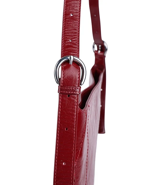 Женская сумка хобо MIRATON кожаная бордовая - фото 5 - Miraton