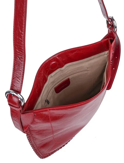 Женская сумка хобо MIRATON кожаная бордовая - фото 6 - Miraton