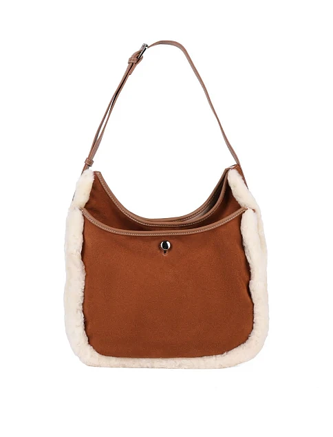 Женская сумка хобо MIRATON замшевая коричневая - фото 1 - Miraton