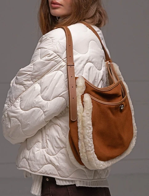 Женская сумка хобо MIRATON замшевая коричневая - фото 2 - Miraton