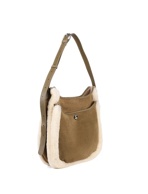 Женская сумка хобо MIRATON замшевая зеленая - фото 3 - Miraton