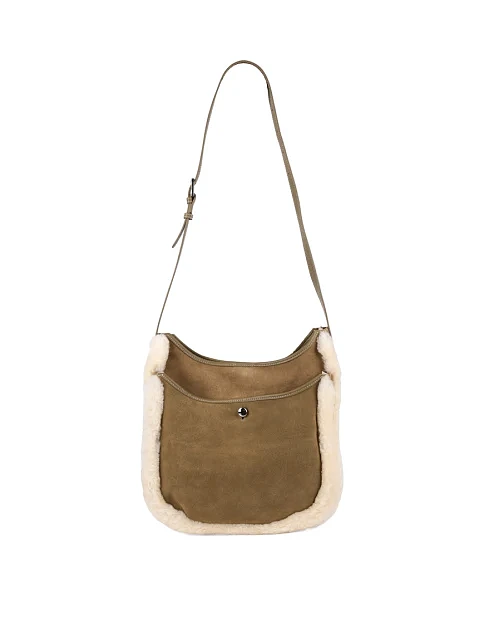 Женская сумка хобо MIRATON замшевая зеленая - фото 7 - Miraton