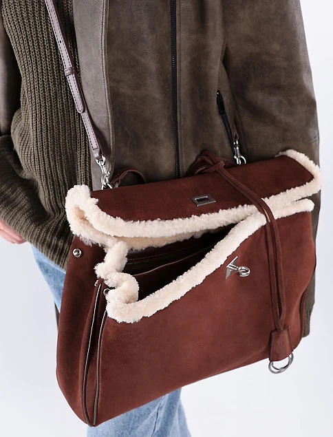 Женская сумка тоут MIRATON замшевая коричневая - фото 2 - Miraton