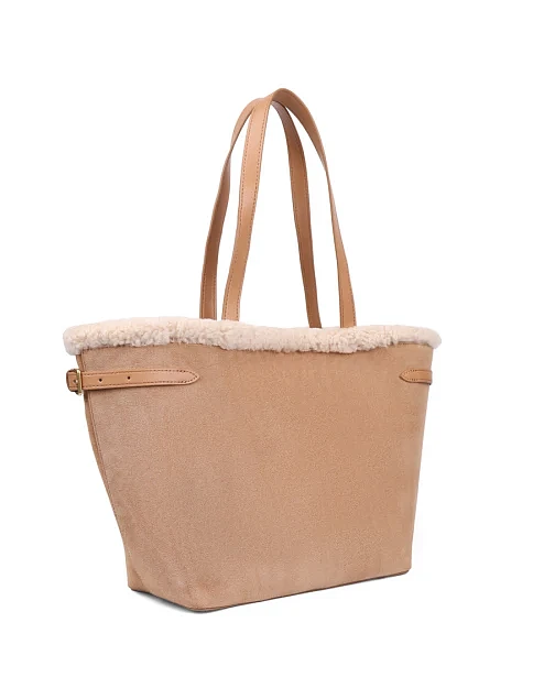 Жіноча сумка шоппер замшева бежева - фото 2 - Miraton