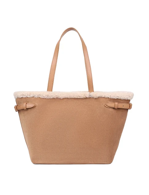 Жіноча сумка шоппер замшева бежева - фото 3 - Miraton