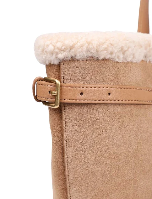 Жіноча сумка шоппер замшева бежева - фото 4 - Miraton