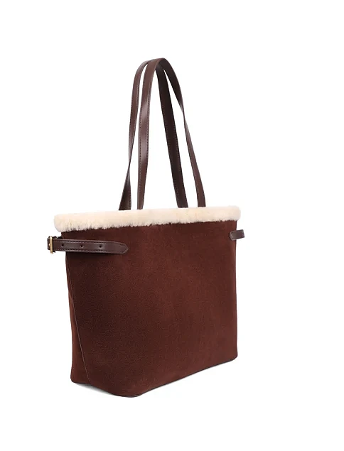 Женская сумка шоппер замшевая коричневая - фото 3 - Miraton