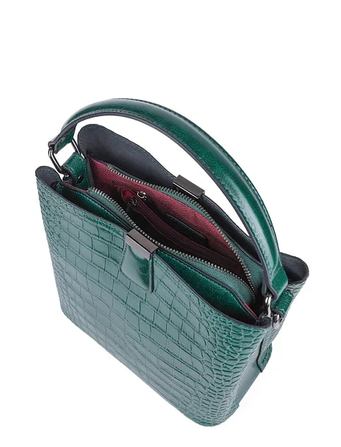 Женская сумка тоут MIRATON кожаная зеленая - фото 6 - Miraton