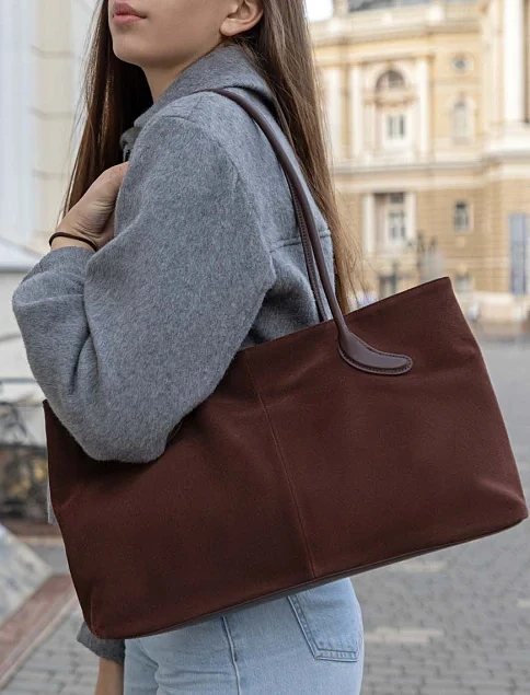 Жіноча сумка через плече MIRATON замшева коричнева - фото 2 - Miraton