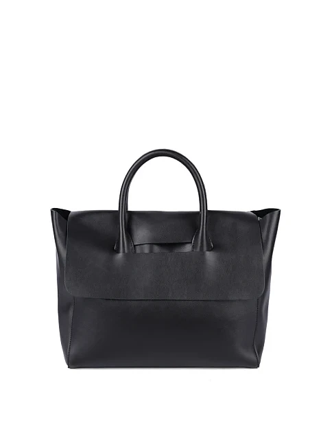 Женская сумка тоут MIRATON кожаная черная - фото 1 - Miraton