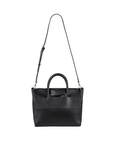 Женская сумка тоут MIRATON кожаная черная - фото 7 - Miraton