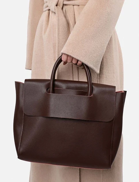 Женская сумка тоут MIRATON кожаная коричневая - фото 2 - Miraton