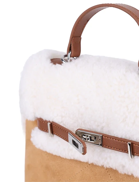 Женская сумка-рюкзак MIRATON замшевая бежевая - фото 4 - Miraton