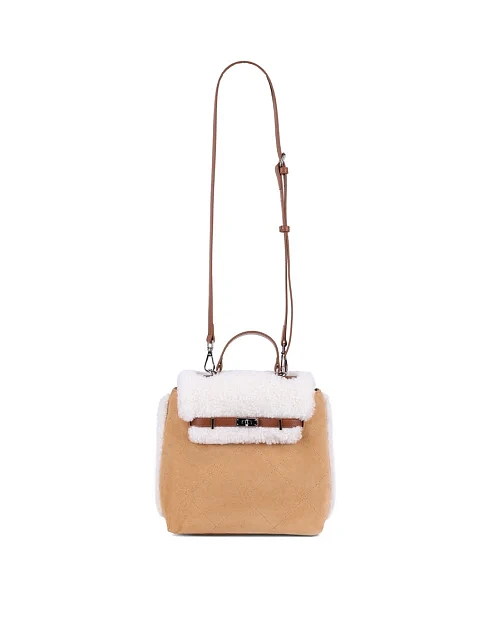 Женская сумка-рюкзак MIRATON замшевая бежевая - фото 7 - Miraton