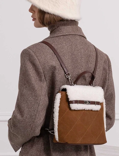 Женская сумка-рюкзак MIRATON замшевая коричневая - фото 1 - Miraton