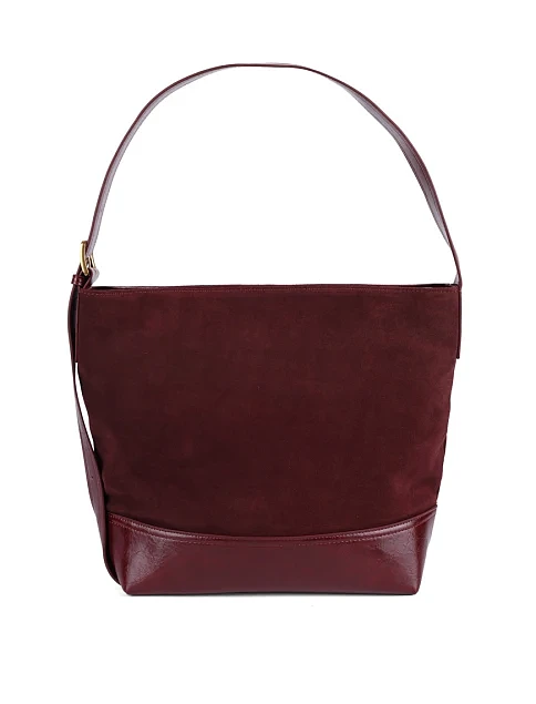 Женская сумка хобо MIRATON замшевая бордовая - фото 1 - Miraton