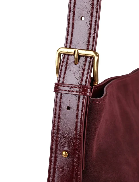 Женская сумка хобо MIRATON замшевая бордовая - фото 5 - Miraton