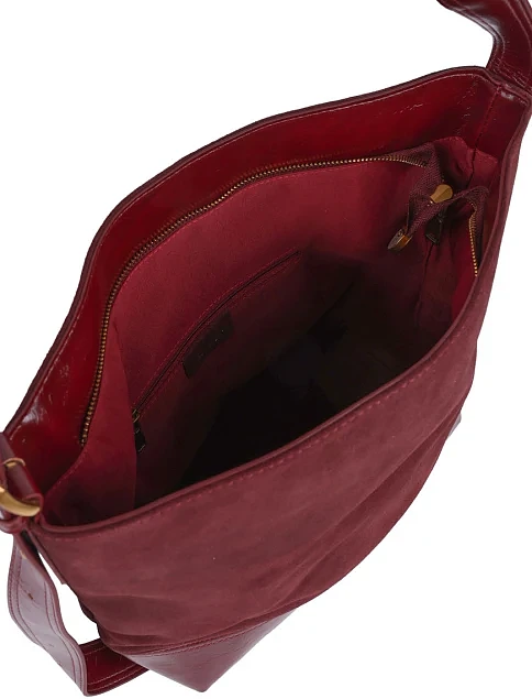 Женская сумка хобо MIRATON замшевая бордовая - фото 6 - Miraton