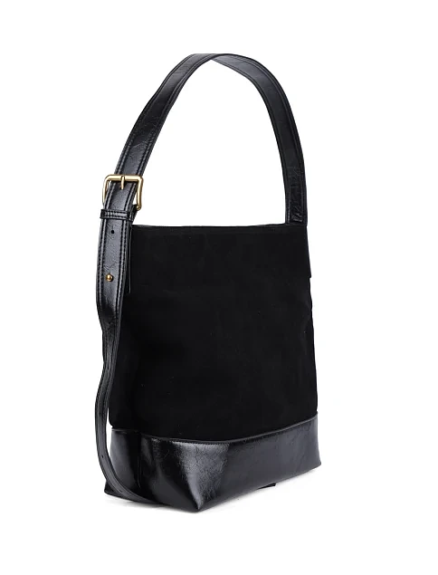 Женская сумка хобо MIRATON замшевая черная - фото 3 - Miraton