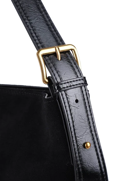 Женская сумка хобо MIRATON замшевая черная - фото 5 - Miraton