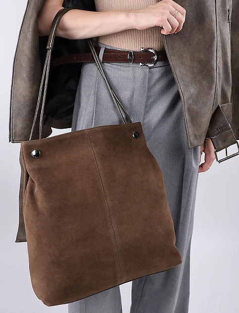 Женская сумка хобо MIRATON замшевая зеленая - фото 2 - Miraton