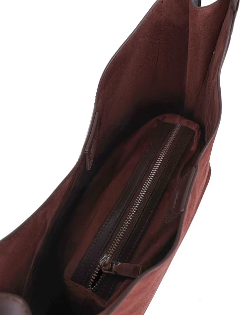 Женская сумка хобо MIRATON замшевая коричневая - фото 6 - Miraton