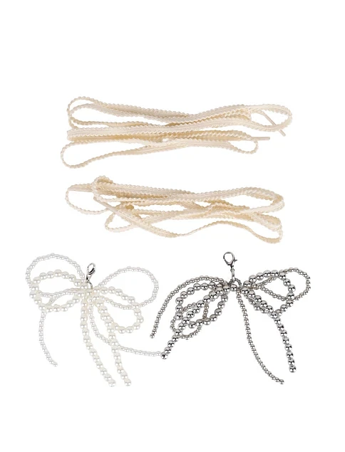 Набір прикрас для взуття шнурки-стрічки, підвіски з намистин та перлів - фото 1 - Miraton