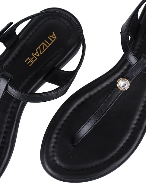Женские сандалии Attizzare кожаные черные - фото 5 - Miraton