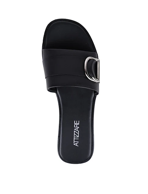 Женские шлепанцы Attizzare кожаные черные - фото 3 - Miraton