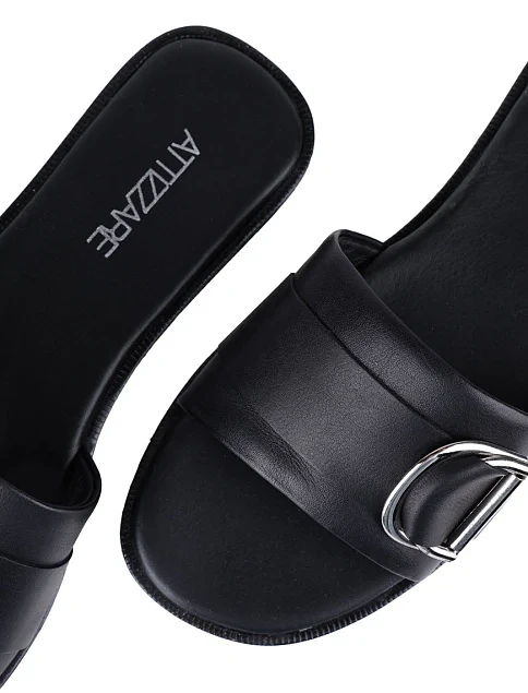Женские шлепанцы Attizzare кожаные черные - фото 4 - Miraton