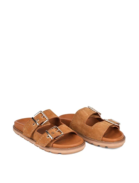 Женские шлепанцы Attizzare велюровые коричневые - фото 3 - Miraton