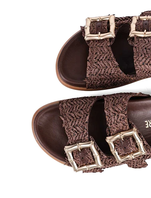 Женские шлепанцы Attizzare кожаные коричневые - фото 6 - Miraton