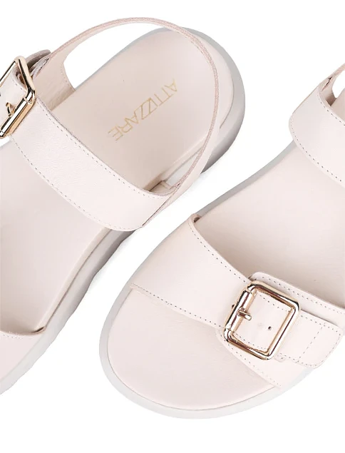 Женские сандалии Attizzare кожаные рисового цвета - фото 5 - Miraton