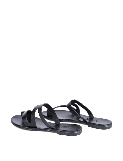 Женские шлепанцы Attizzare кожаные черные - фото 4 - Miraton