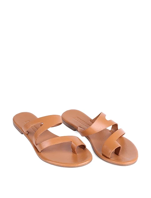Женские шлепанцы Attizzare кожаные бежевые - фото 3 - Miraton
