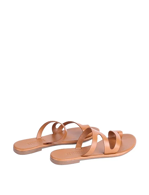 Женские шлепанцы Attizzare кожаные бежевые - фото 4 - Miraton