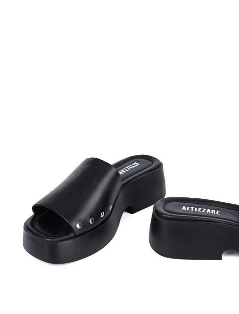 Женские сабо Attizzare кожаные черные - фото 2 - Miraton