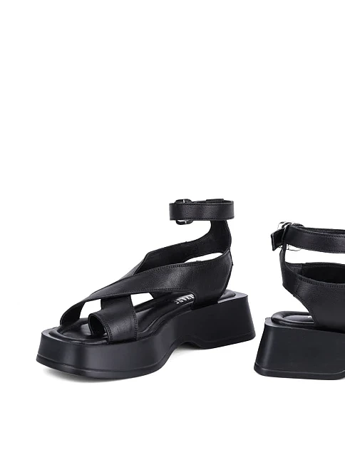 Женские сандалии Attizzare кожаные черные - фото 3 - Miraton