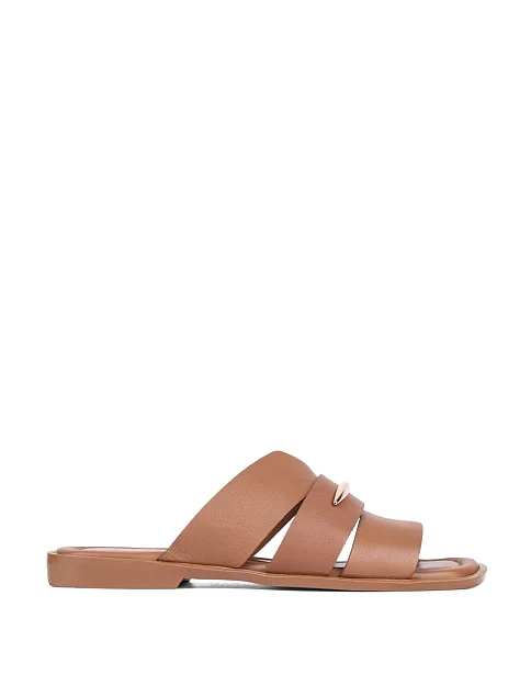 Женские шлепанцы Attizzare кожаные коричневые - фото 1 - Miraton