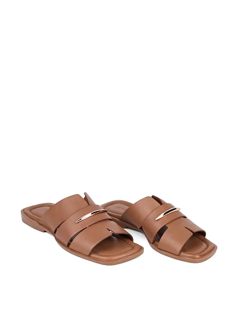 Женские шлепанцы Attizzare кожаные коричневые - фото 3 - Miraton