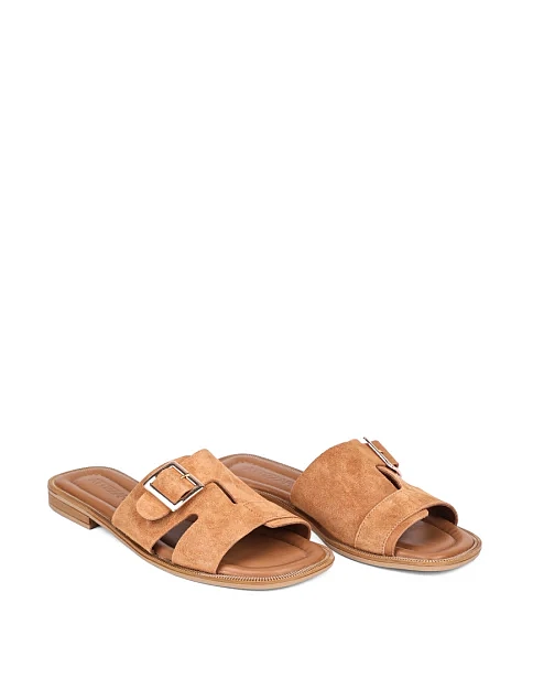 Женские шлепанцы Attizzare велюровые коричневые - фото 4 - Miraton