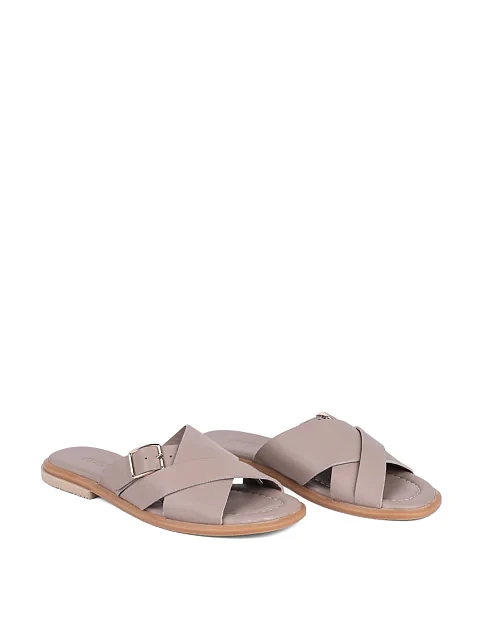 Женские шлепанцы Attizzare кожаные серые - фото 3 - Miraton