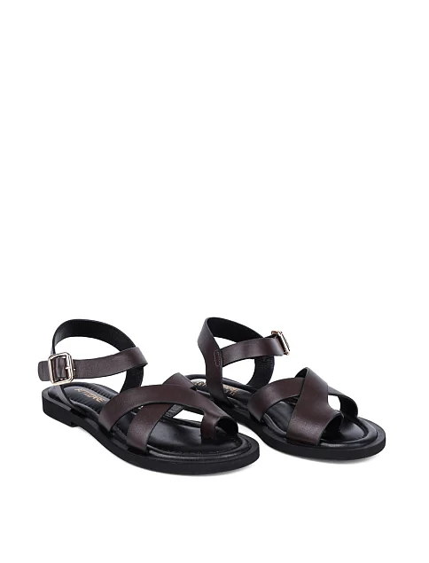 Женские сандалии Attizzare кожаные коричневые - фото 3 - Miraton